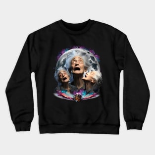 Crazy Old Woman Howling at the Moon Crewneck Sweatshirt